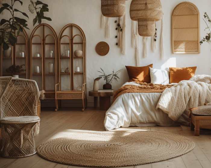 Boho chic modern bohemian bedroom decor